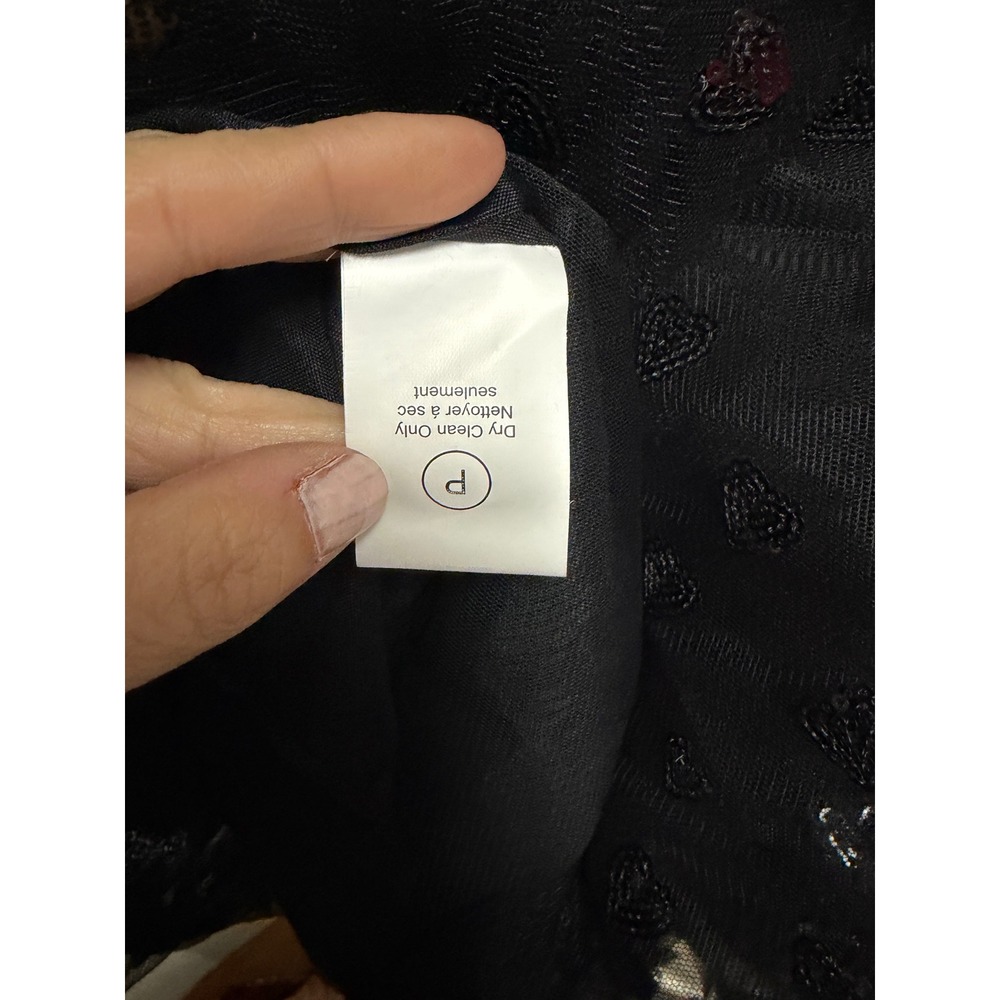 Anthropologie Geisha Designs Mini Dress Black Heart Sequin Tulle Velvet Bows 6 - Picture 6 of 10